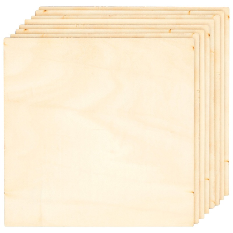 8 Pack Thin 8×8 Wood Squares for DIY Crafts, Unfinished 1/8 Inch Basswood Plywood for Laser Cutting, Wood Burning