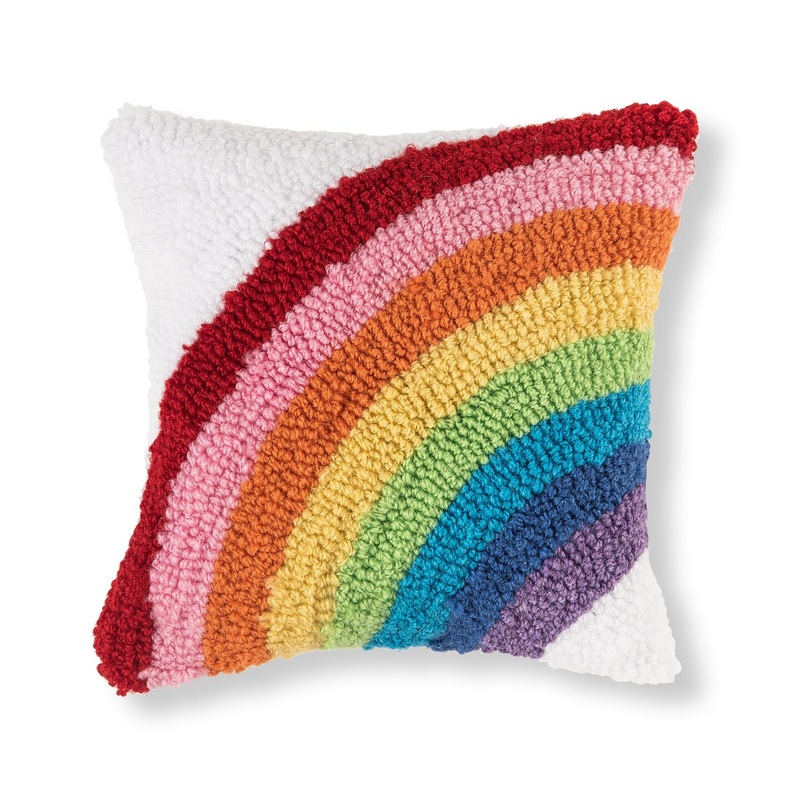 8″ x 8″ Rainbow Arch Love Hooked Accent Throw Pillow All Seasons