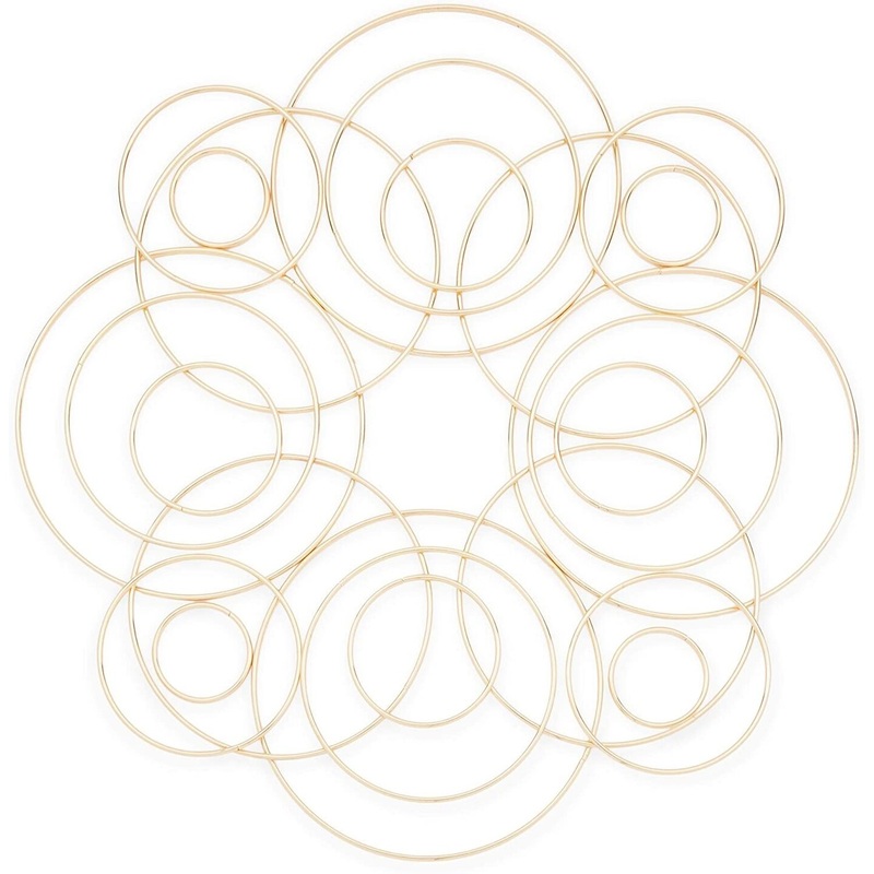 Bright Creations Metal Rings for Crafts, Macrame, and Dream Catchers (6 Sizes, Gold, 24 Pack)