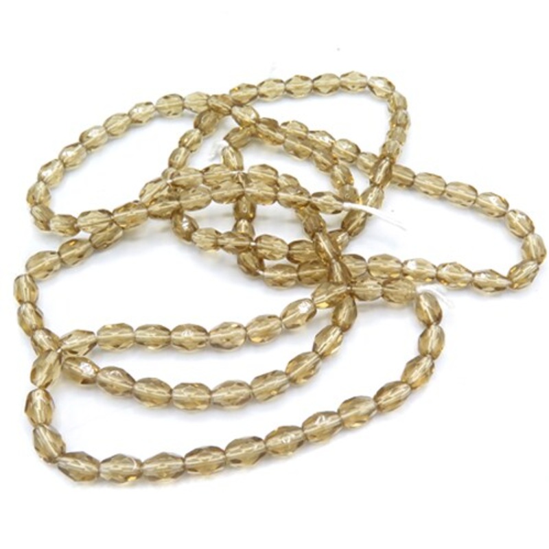 Dark Champagne Olive Shape Czech Glass Beads (1 strand/25 beads) (B618)