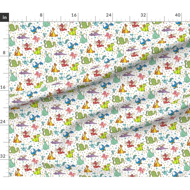 Petal Signature Cotton by the Yard or Fat Quarter Dragon, Purple, Pink, Green, Kids, Whimsical, Magical, Nursery, Dinosaur, Serpent, Custom Printed Fabric by Spoonflower