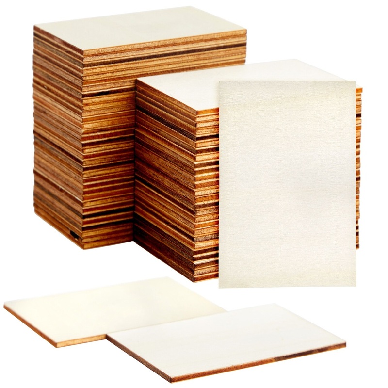 60 Pack Unfinished Wood Rectangles for Crafts, 2×3 Wooden Pieces for Painting, DIY Projects, Decorations, Engravings