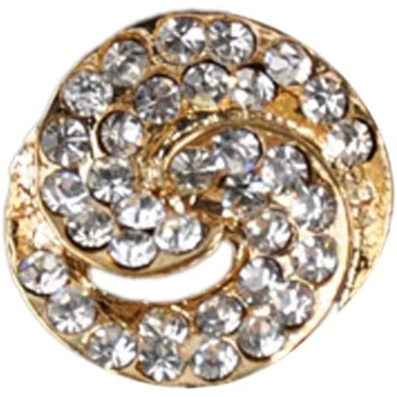 Belagio Rhinestone Shank Button, 0.75″ Diameter, 1 Piece, Swirl Button, Gold/Crystal