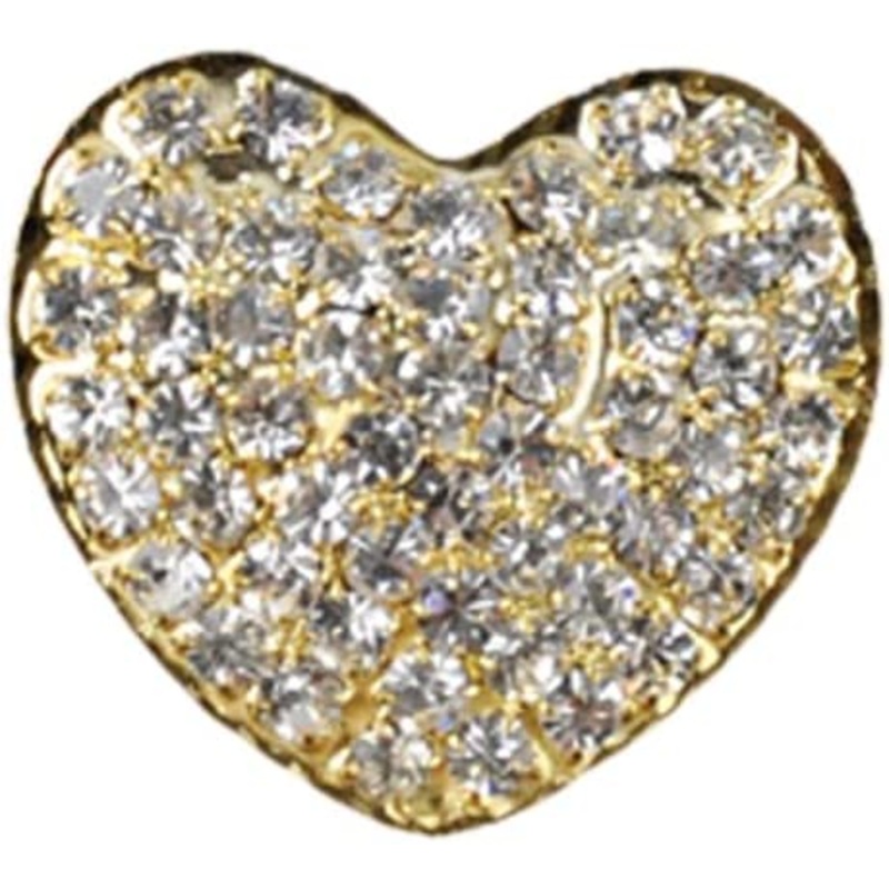 Belagio Rhinestone Shank Button, 1″ Diameter, 1 Piece, Heart Design, Gold/Crystal