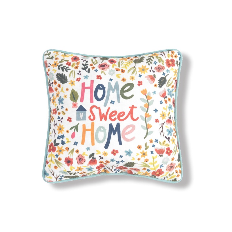 Home Sweet Home Spring Floral Printed Small Petite Throw Pillow