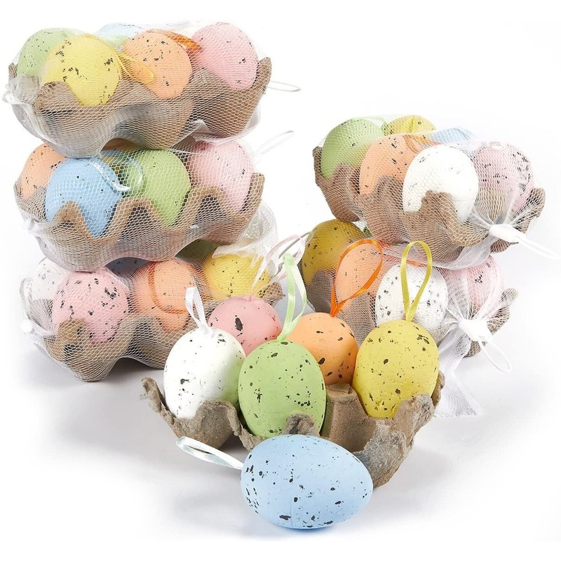 Juvale 36 Pack Easter Egg Ornaments, 6 Colorful Metallic Gold Designs, Ideal Plastic Eggs Easter Decorations for DIY Arts & Crafts Projects (3 x 1.75 x 1.75 inches)