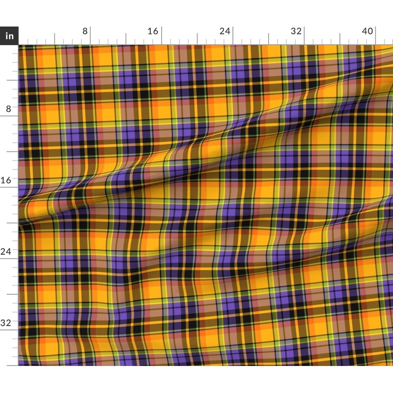 Petal Signature Cotton by the Yard or Fat Quarter Autumn Fall Halloween Plaid Orange Black Purple Custom Printed Fabric by Spoonflower
