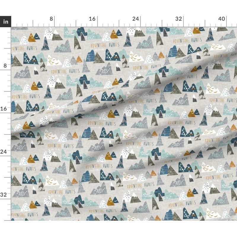 Petal Signature Cotton by the Yard or Fat Quarter Boho, , Mountain, Adventure, Geometric, Blue, Nursery Custom Printed Fabric by Spoonflower