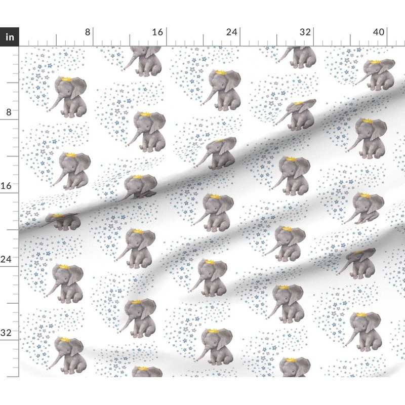 Petal Signature Cotton by the Yard or Fat Quarter Boy Elephant Stars Mix & Match Nursery Grey Blue Custom Printed Fabric by Spoonflower
