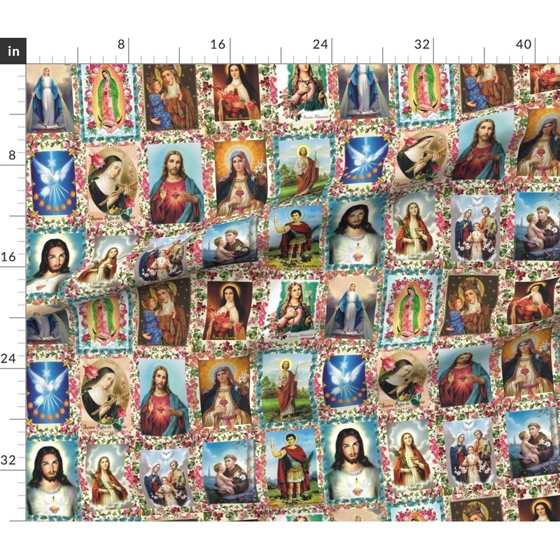 Petal Signature Cotton by the Yard or Fat Quarter Catholic Saints Religious Catholic Saints Collage Jesus Mary Custom Printed Fabric by Spoonflower