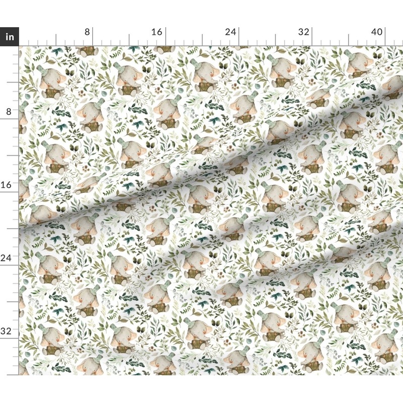 Petal Signature Cotton by the Yard or Fat Quarter Elephant Botanical Leaves Nature Animal Custom Printed Fabric by Spoonflower