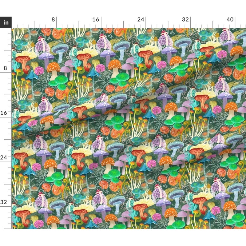 Petal Signature Cotton by the Yard or Fat Quarter Forest Nature Mushroom Woods Mushrooms Custom Printed Fabric by Spoonflower