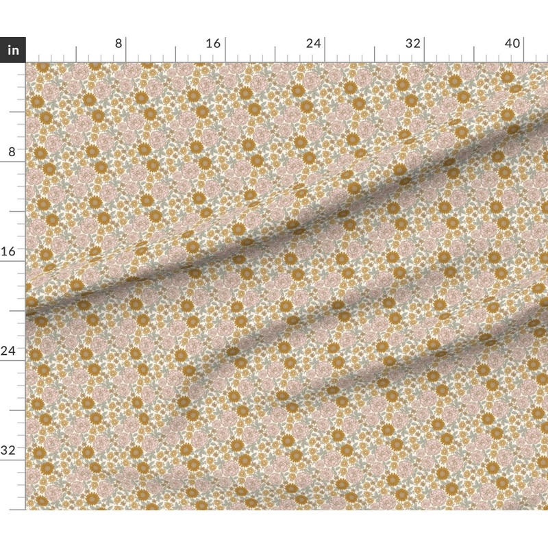 Petal Signature Cotton by the Yard or Fat Quarter Golden Girl Flower Floral Retro Rose Fall Sunflower Bloom Custom Printed Fabric by Spoonflower