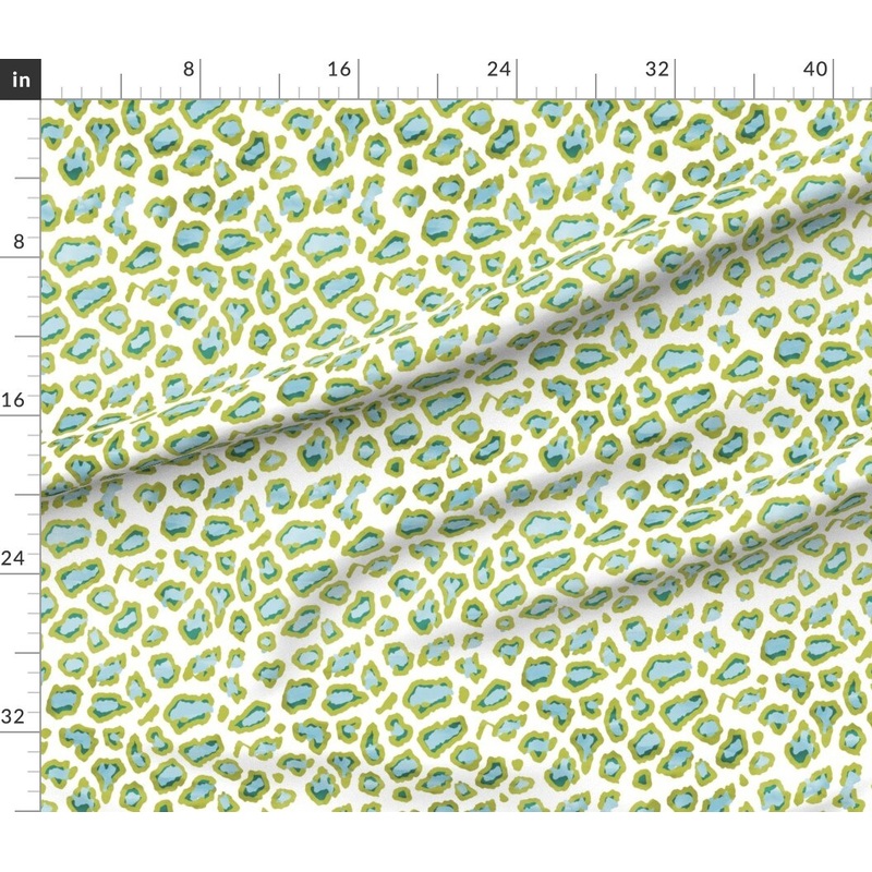 Petal Signature Cotton by the Yard or Fat Quarter Leopard Blue Green Watercolor Animal Skin Abstract Painterly Custom Printed Fabric by Spoonflower