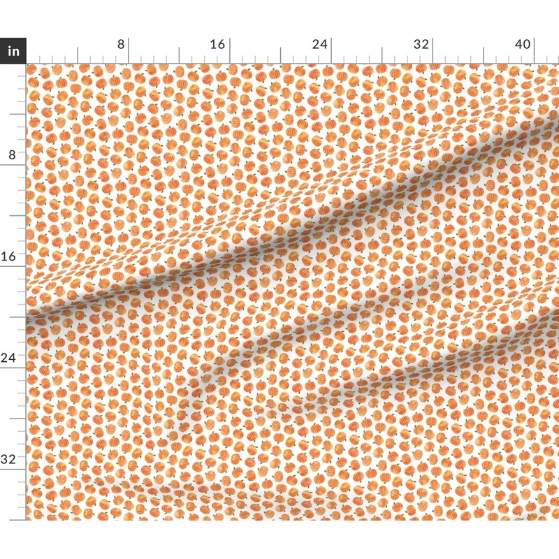 Petal Signature Cotton by the Yard or Fat Quarter Small Scale Pumpkin Watercolor Fall Halloween Pumpkins Cute Orange Custom Printed Fabric by Spoonflower