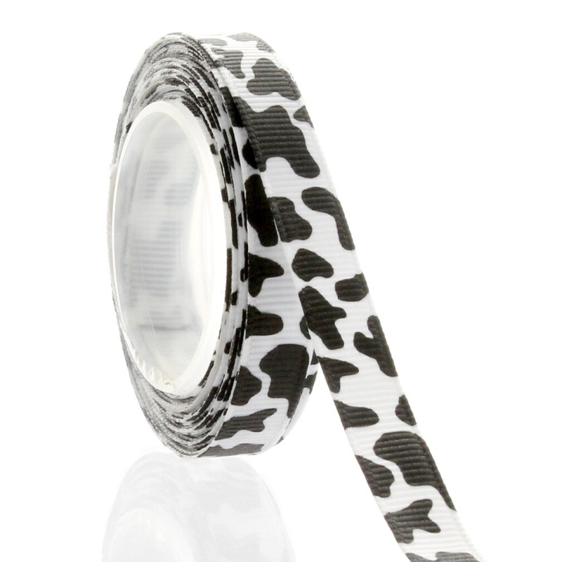 Black / White Cow Grosgrain Ribbon