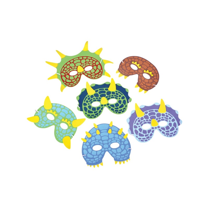 12 Jurassic Dinosaur Foam Party Masks Costume Accessory
