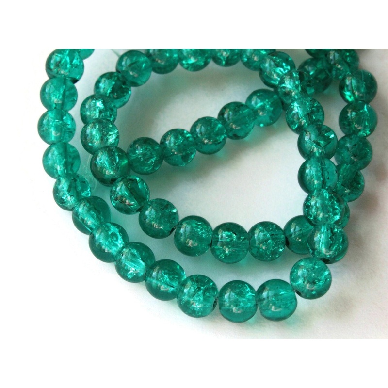65 6mm Green Crackle Glass Beads Round Beads