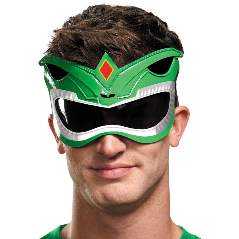 Adults Green Mighty Morphin Power Ranger 1/4 Mask Costume Accessory
