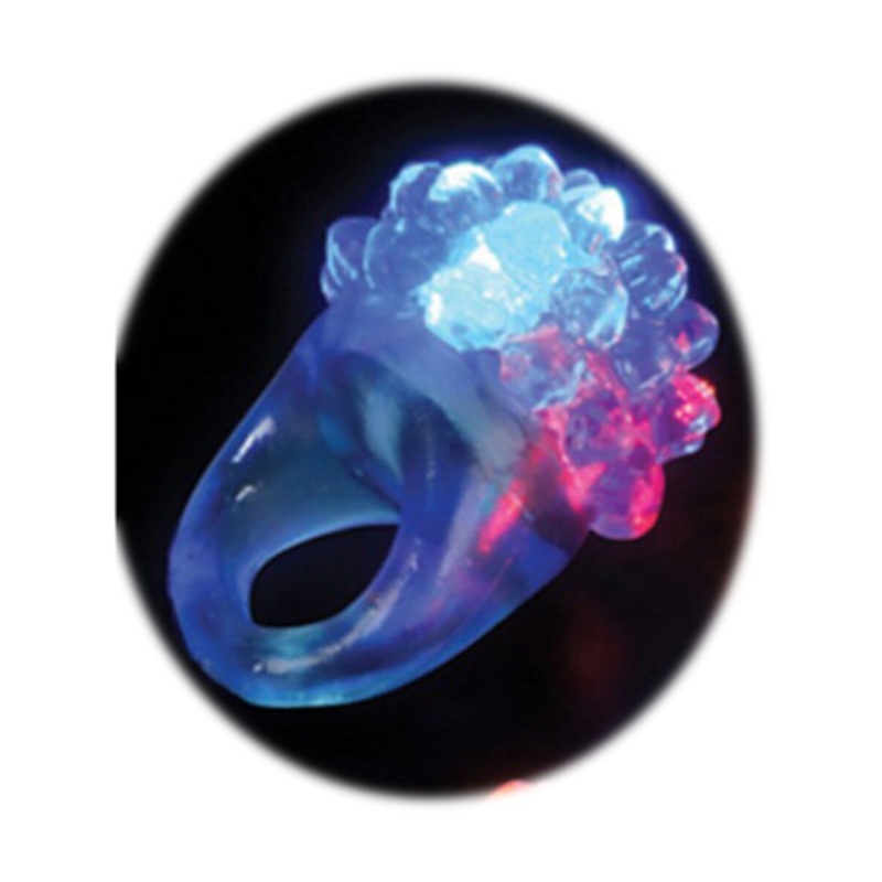 Blue Flashing LED Light Up Costume Accessory Bumpy Gel Ring