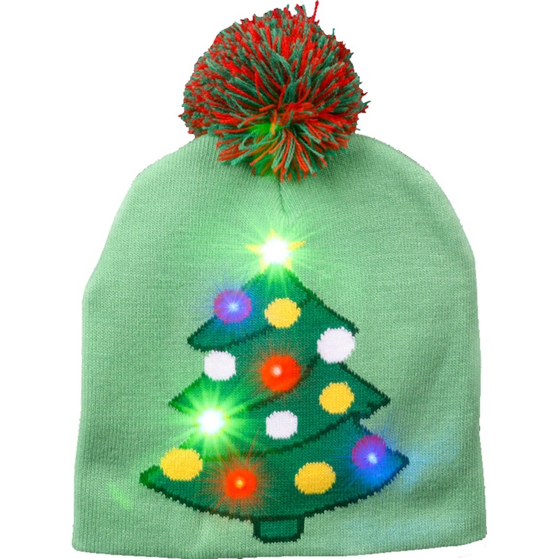 Christmas Tree Light Up Beanie Hat Costume Accessory
