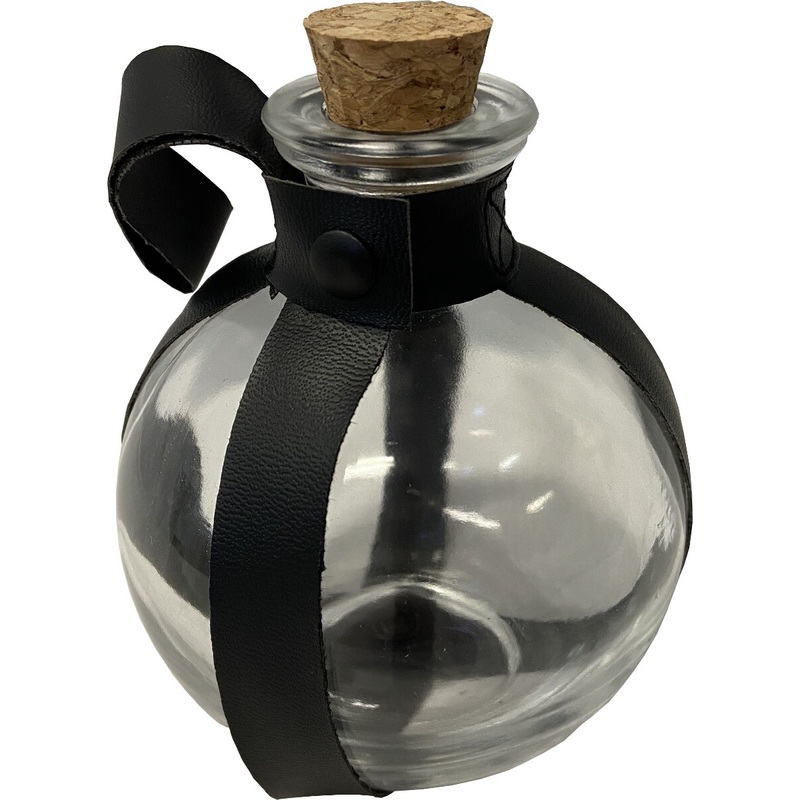 Glass Potion Bottle With Black Strap Holder