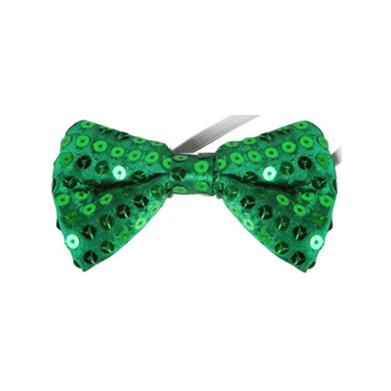 Green Sequin Bowtie Bow Tie for Clown or Leprechaun Costume