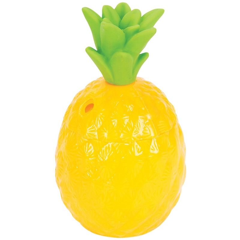 Hawaiian Island Plastic Tropical Pineapple Covered Mug Cup