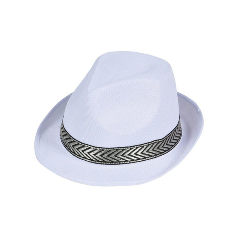 Modern White Mesh Fashion Fedora With Contrasting Hat Band