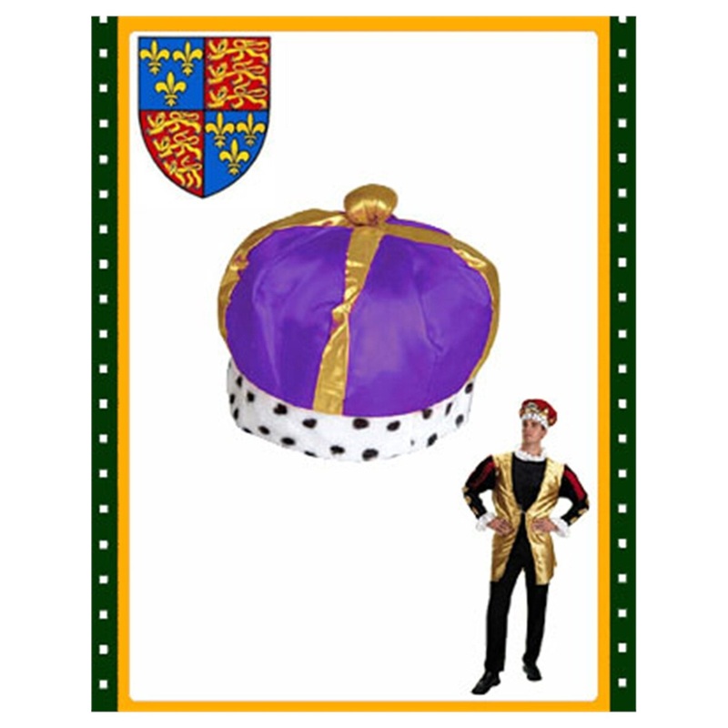 New Majestic Renaissance King Queen Purple Crown Hat