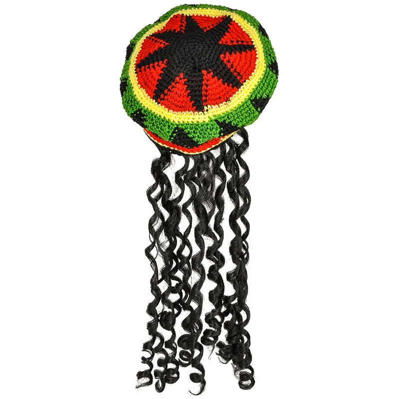 New Rasta Costume Tam Hat with Dreadlocks Dreads Wig