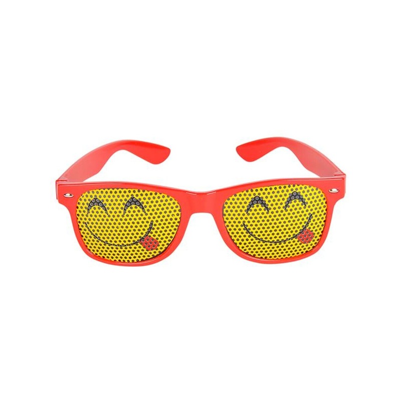 Red Framed Tongue Out Face Emoticon Emoji Novelty Glasses Costume Accessory