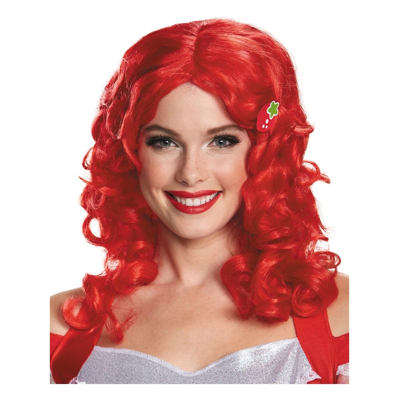 Strawberry Shortcake Deluxe Adult Red Wig Womens Costume Accessory