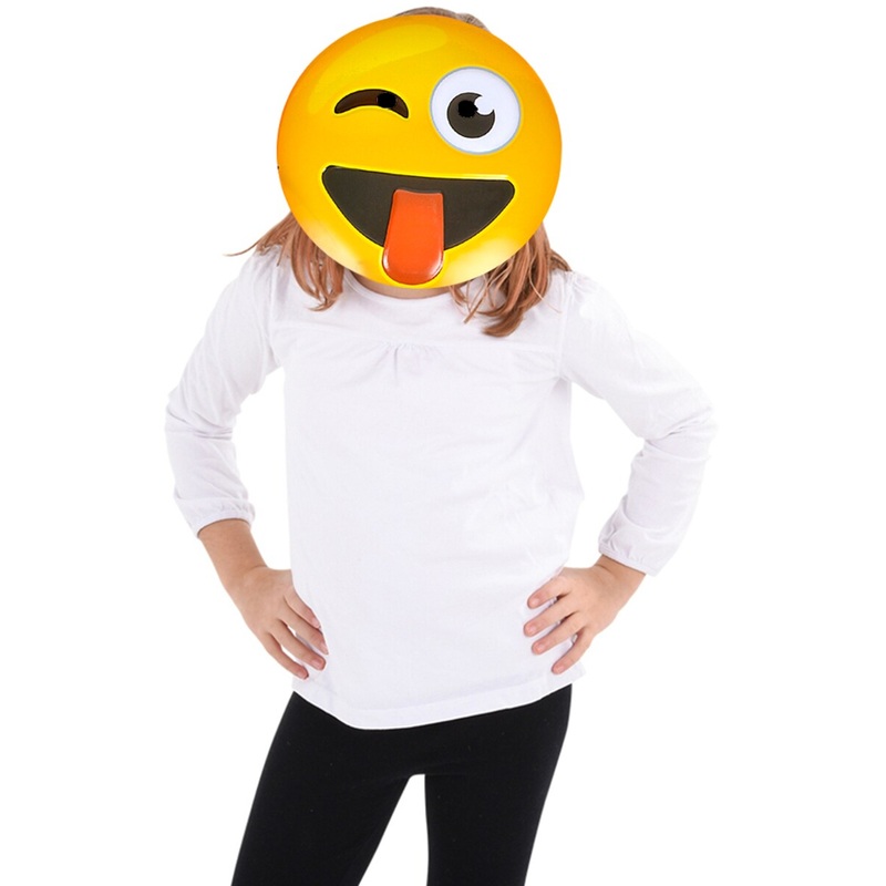 Texting Emoticon Emoji Tongue Stuck Out Face Mask Costume Accessory
