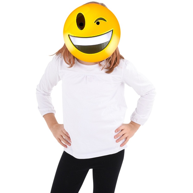 Texting Emoticon Emoji Winking Laugh Face Mask Costume Accessory