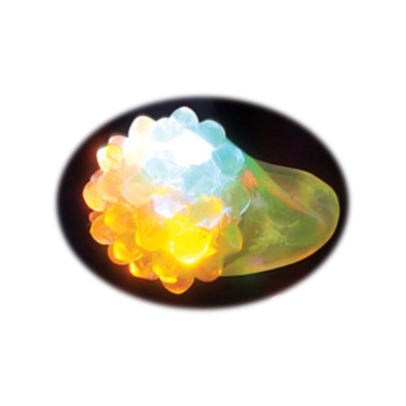 Yellow Flashing LED Light Up Costume Accessory Bumpy Gel Ring