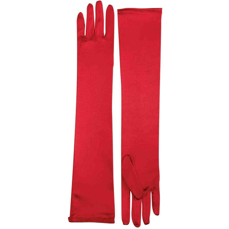 Adult Red Elbow Length Princess Costume Long Satin Dress Gloves