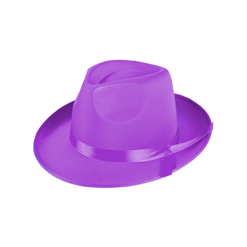 Adults 1920s Gangster Purple Fabric Fedora Hat Costume Accessory
