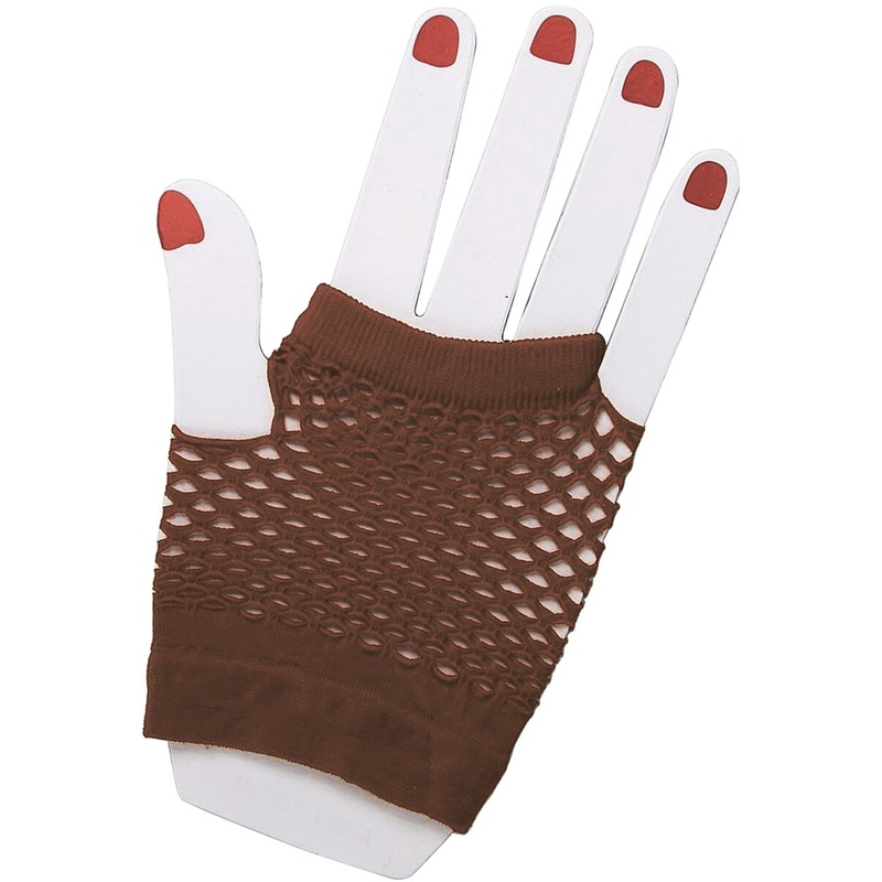 Adults Brown Steampunk Pirate Cowboy Costume Fingerless Fishnet Gloves