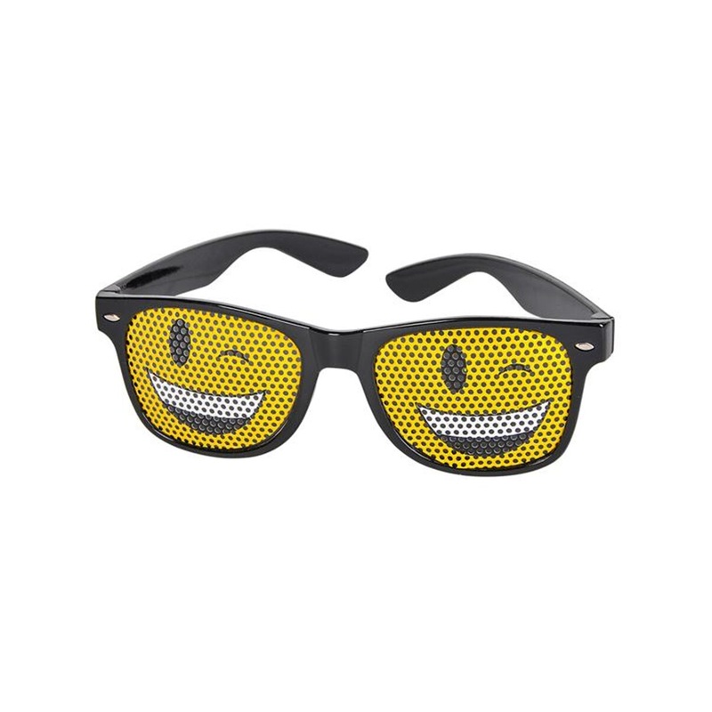 Black Framed Winky Face Emoticon Emoji Novelty Glasses Costume Accessory