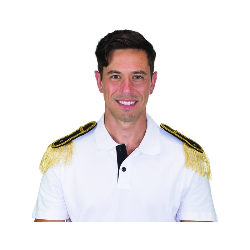 Black Military Airline Pilot Epaulets With Fringe Costume Accessory