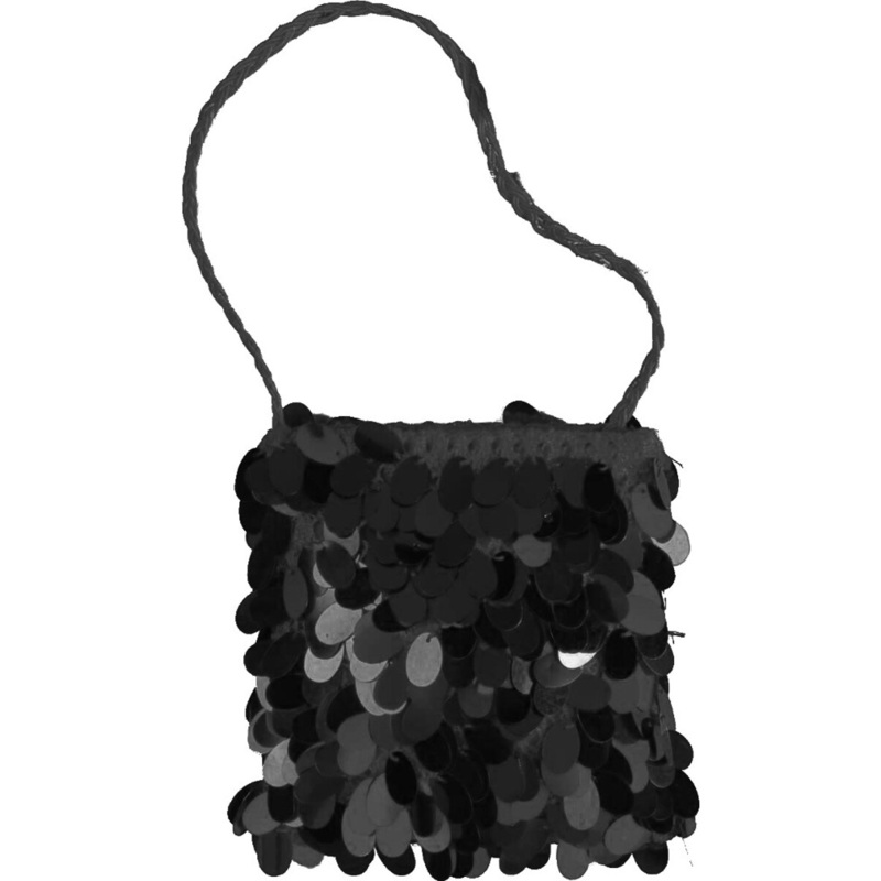 Black Sequin Flapper Roaring 20s Costume Accessory Hand Bag Purse