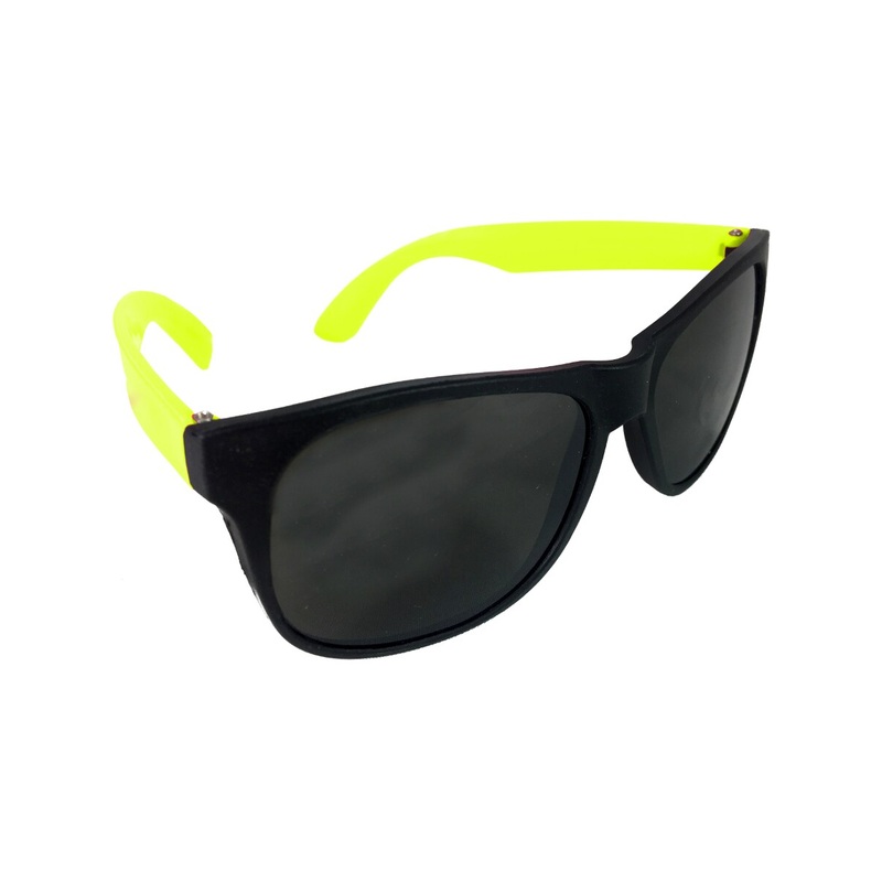 Cheesy Retro 80s Neon Yellow & Black Costume Sunglasses