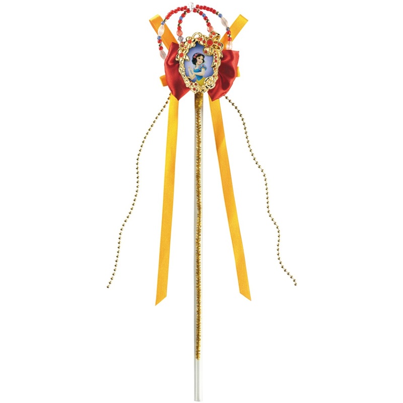 Costume Fairy Princess Snow White Queen Gold Red Magic Wand Scepter with Ribbons