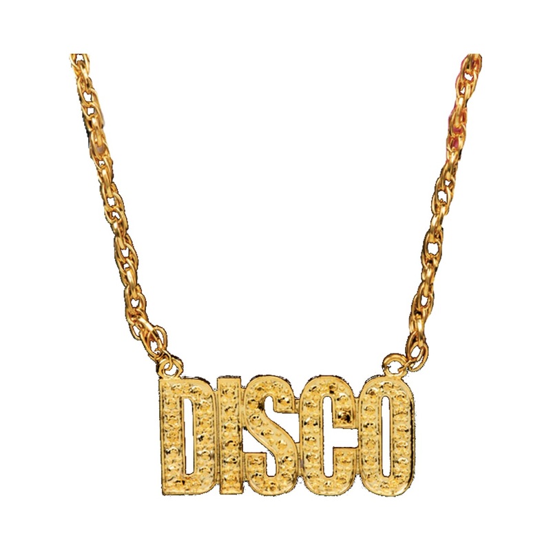 Funky 70s Gold Disco Chain Necklace Costume Accessory