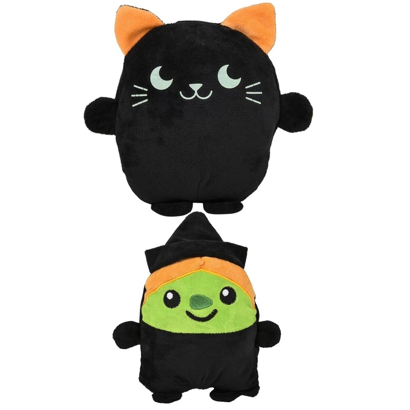Halloween Character Reversable Cat And Witch Plush Toy