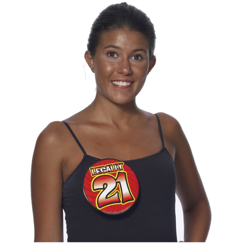 Happy Birthday Legally 21 Award Ribbon Jumbo Button Costume Accessory