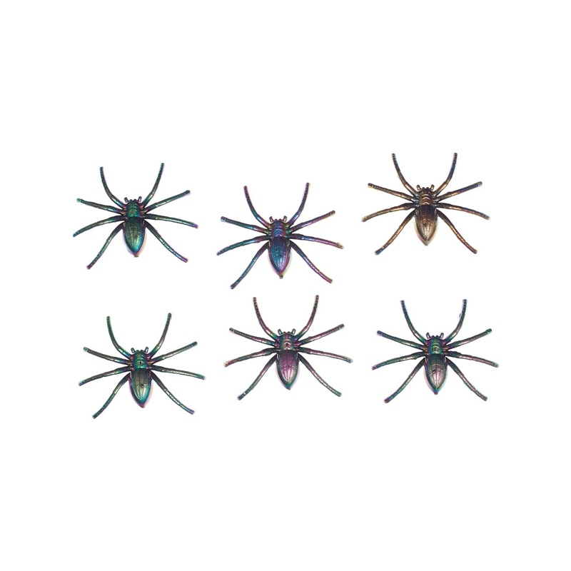 Pack Of 6 Oil Slick Spiders Decoration