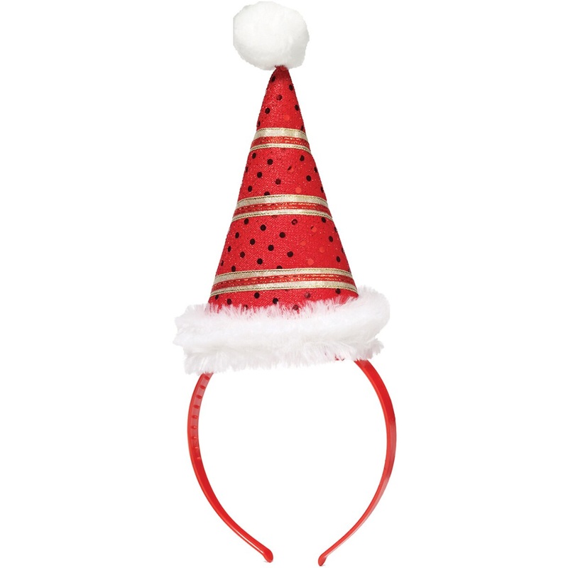 Red And Gold Christmas Santa Headband Hat Holiday Costume Accessory