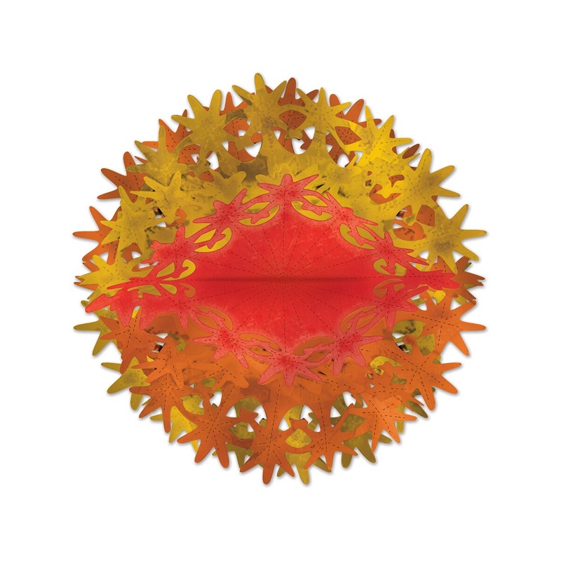 12″ Gold Orange Red Star Ball Burst Wall Ceiling Hangers Danglers Decoration